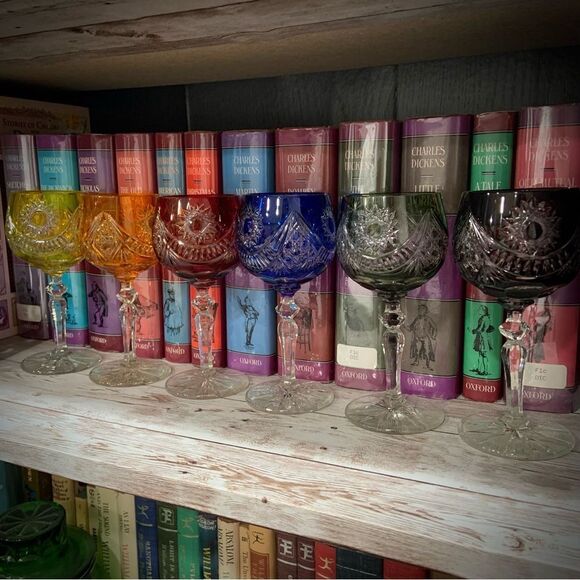 CRYSTAL Hand Cut Wine Glasses (set of 6) - Picture 2 of 7